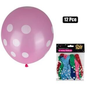 Balloons helium 12pc polka dot f-01