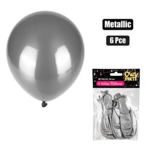 Balloons helium 6pc metallic silver f-01
