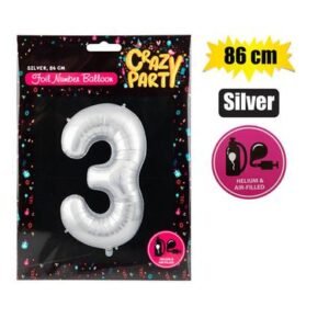 Balloon helium foil silver 3 86cm f-03