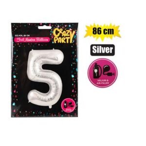 Balloon helium foil silver 5 86cm f-03