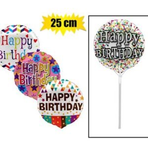 Balloons air fill w/stick happy bday