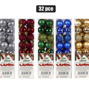 Xmas tree decor ball polished 32pc 25mm