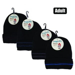 Beanie adult w/inner stripe asst