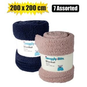 Blanket sherpa 200 x 200cm asstd