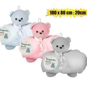 Plush bear 20cm w/blanket 100x80cm asstd