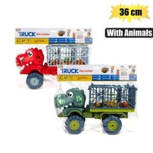 Vehicle playset dino cage w/animals 36cm