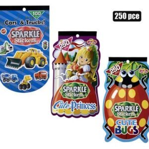 Sticker book sparkle 250pce asstd