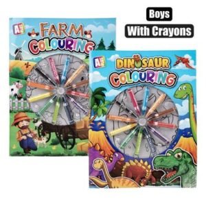 Book colouring boy w/wax crayons asstd